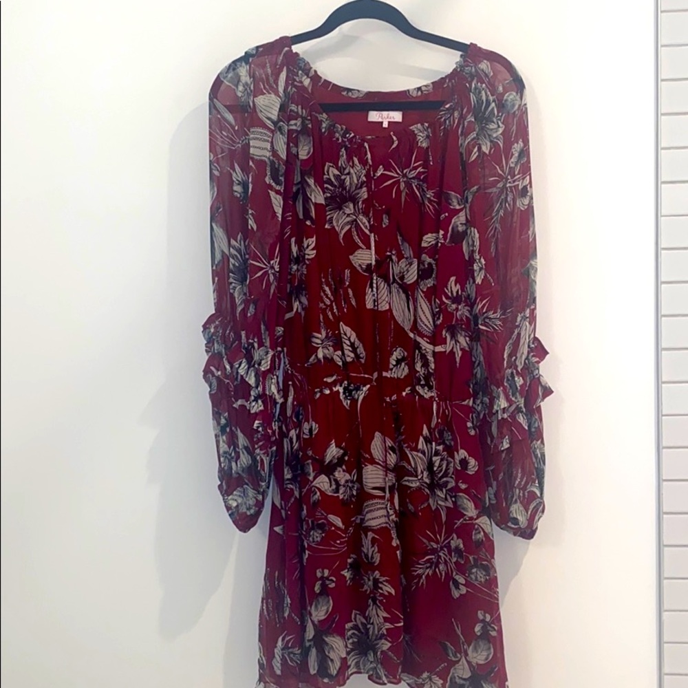 Parker Red floral mini dress